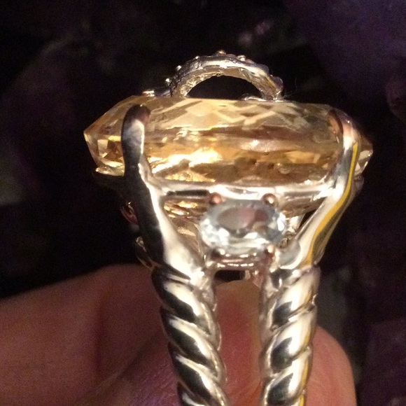 Awe Inspiring 27 CTW Genuine Citrine, Aquamarine & Pink Topaz Ring - Picture 9 of 15